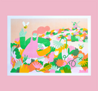 Bee Fields A3 Risograph Print