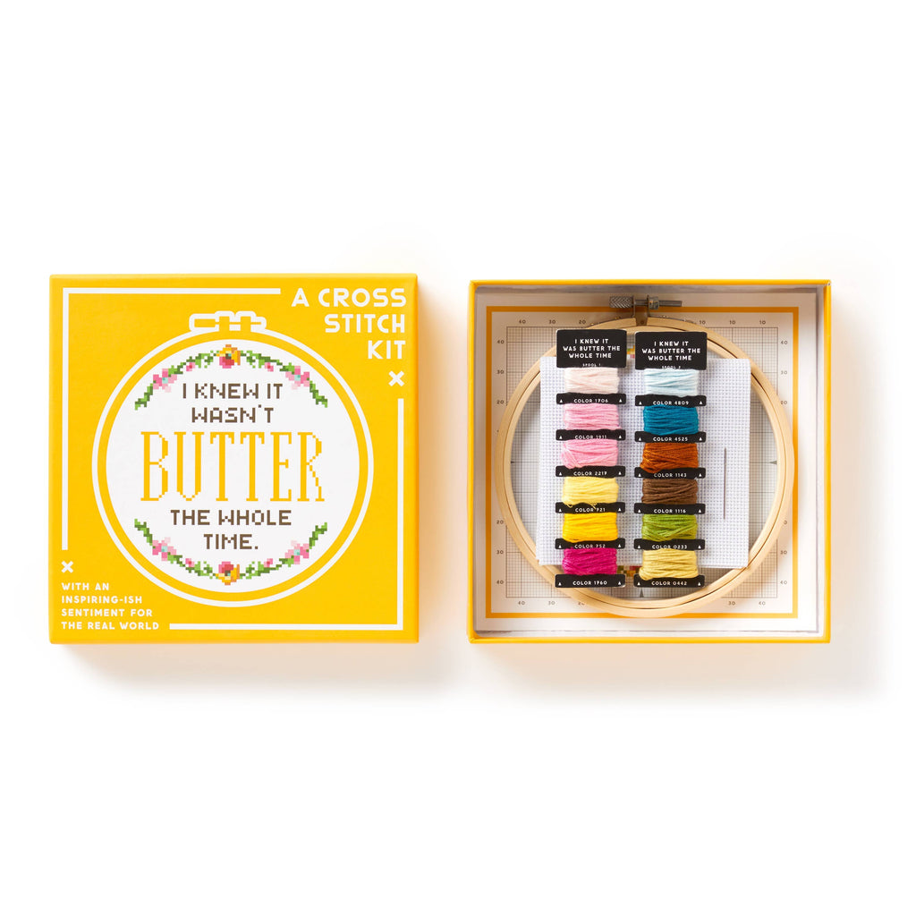 Brass Monkey I Knew It Wasn't Butter Cross Stitch Kit