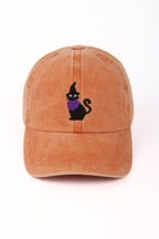 HALLOWEEN Cat with Witch Hat Embroidered Baseball Cap