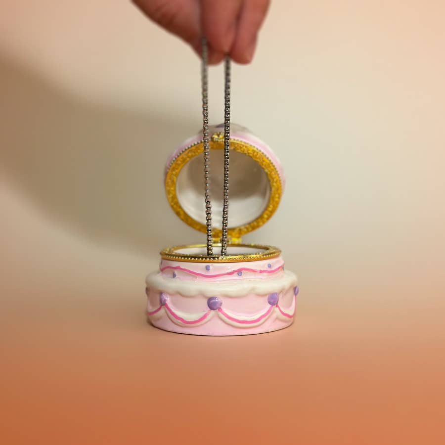 Strawberry Birthday Cake Hand Painted Trinket Box