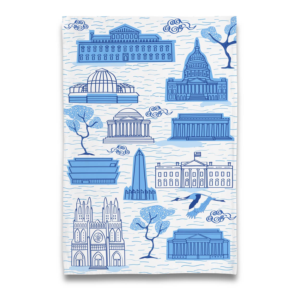 Toile De Washington DC Blue Tea Towel  