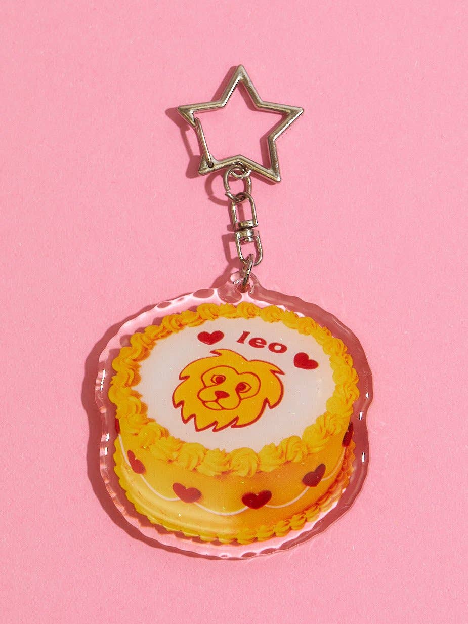 Leo Glitter Horoscope Cake Keychain