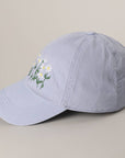 Daisy Bloom Embroidered Cotton Baseball Cap