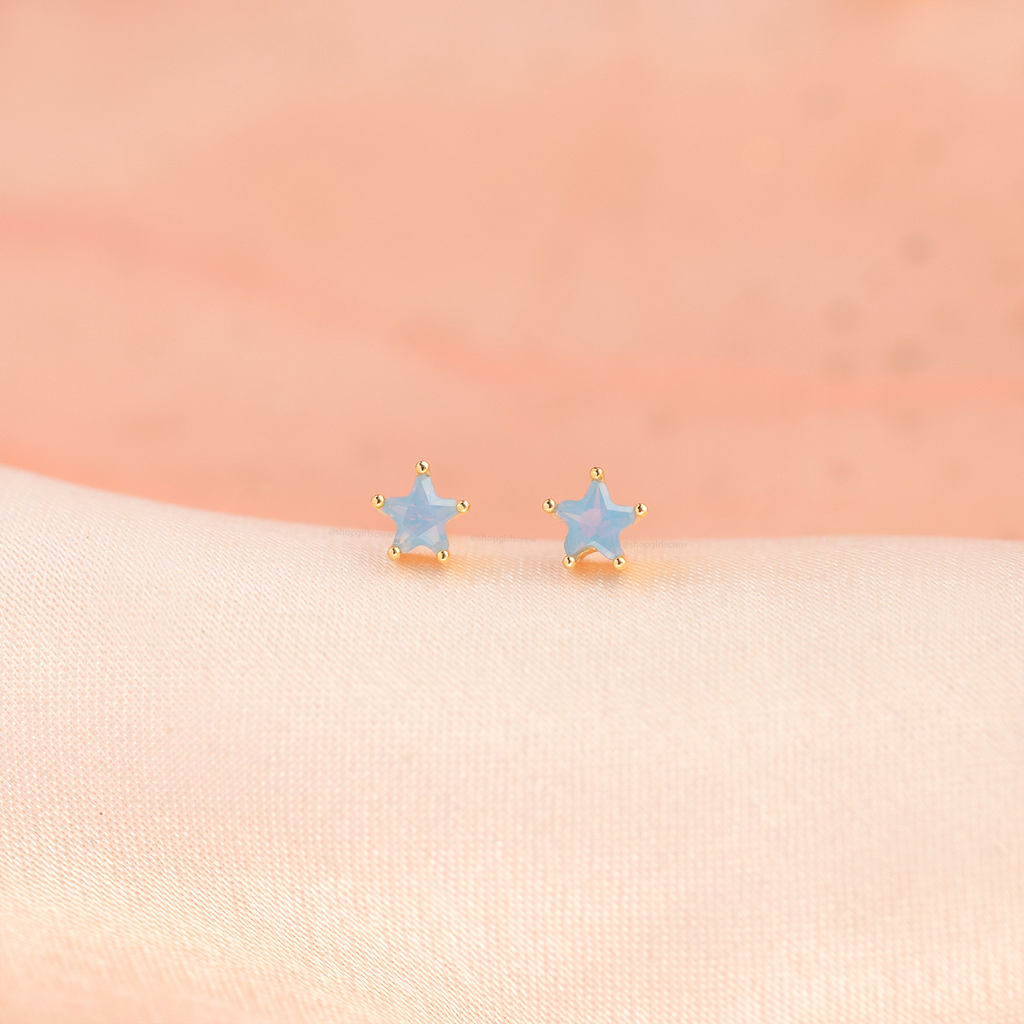 Milky Blue Star Studs