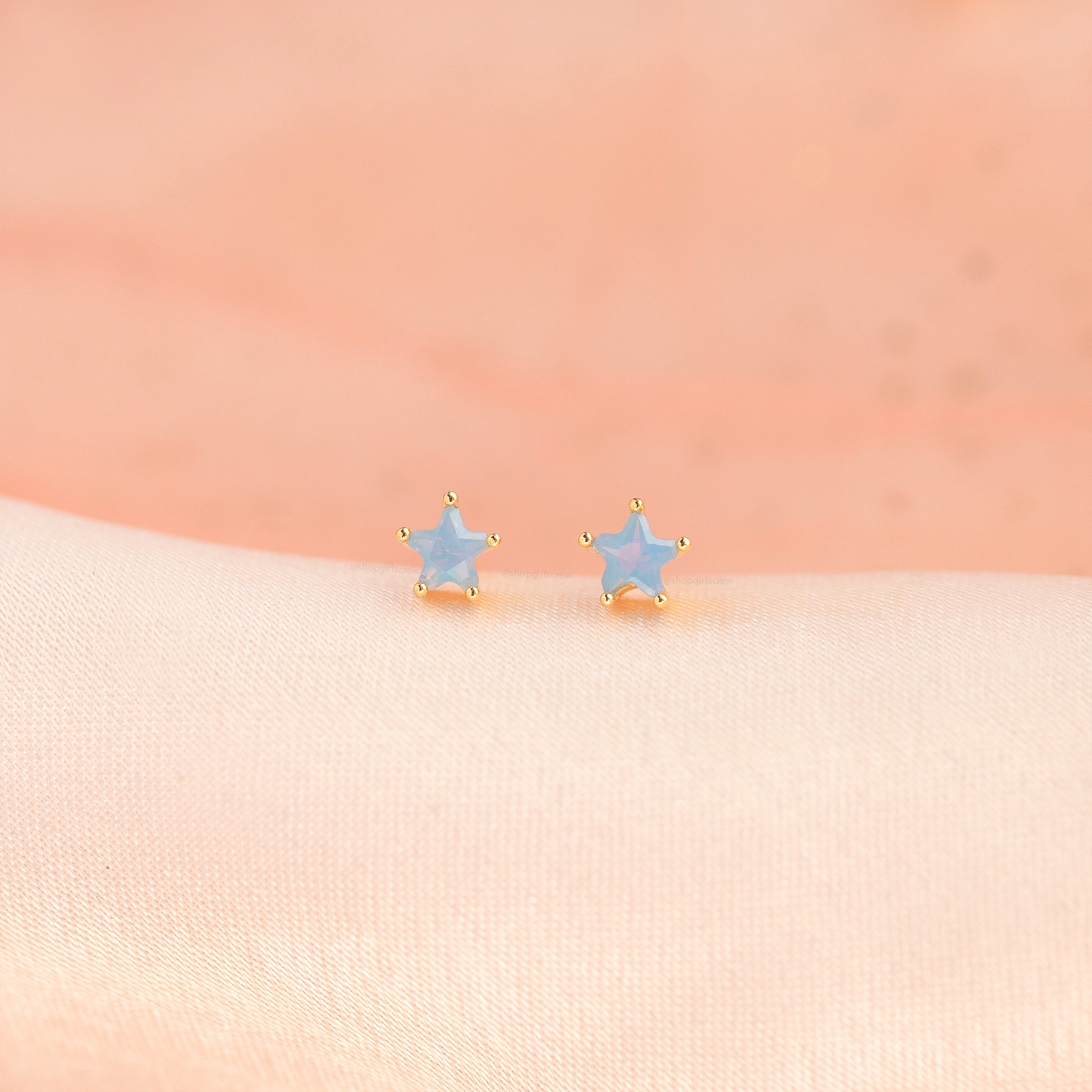 Milky Blue Star Studs