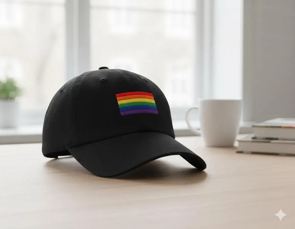 Rainbow Flag Baseball Hats in Black