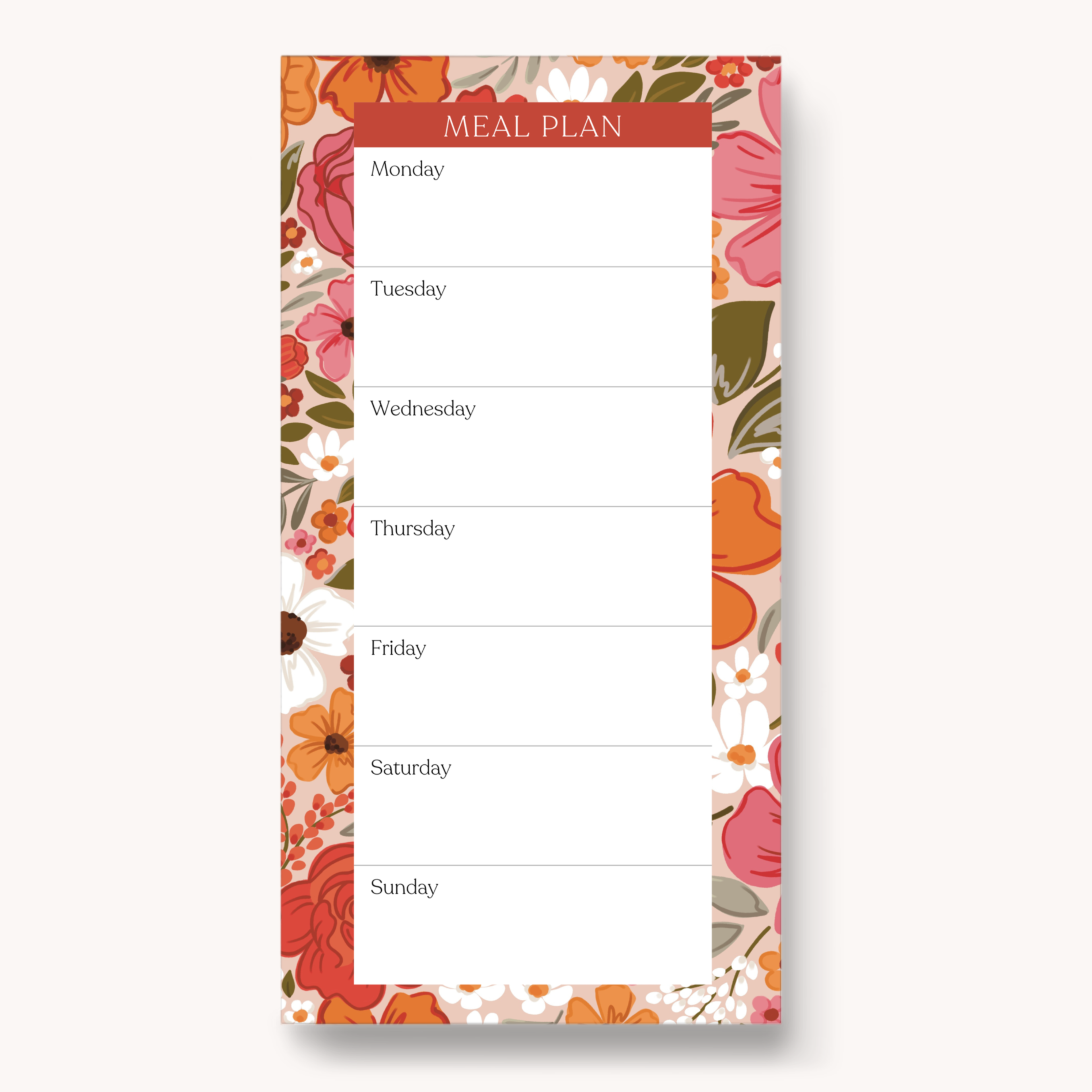 Floral Magnetic Meal Plan Notepad