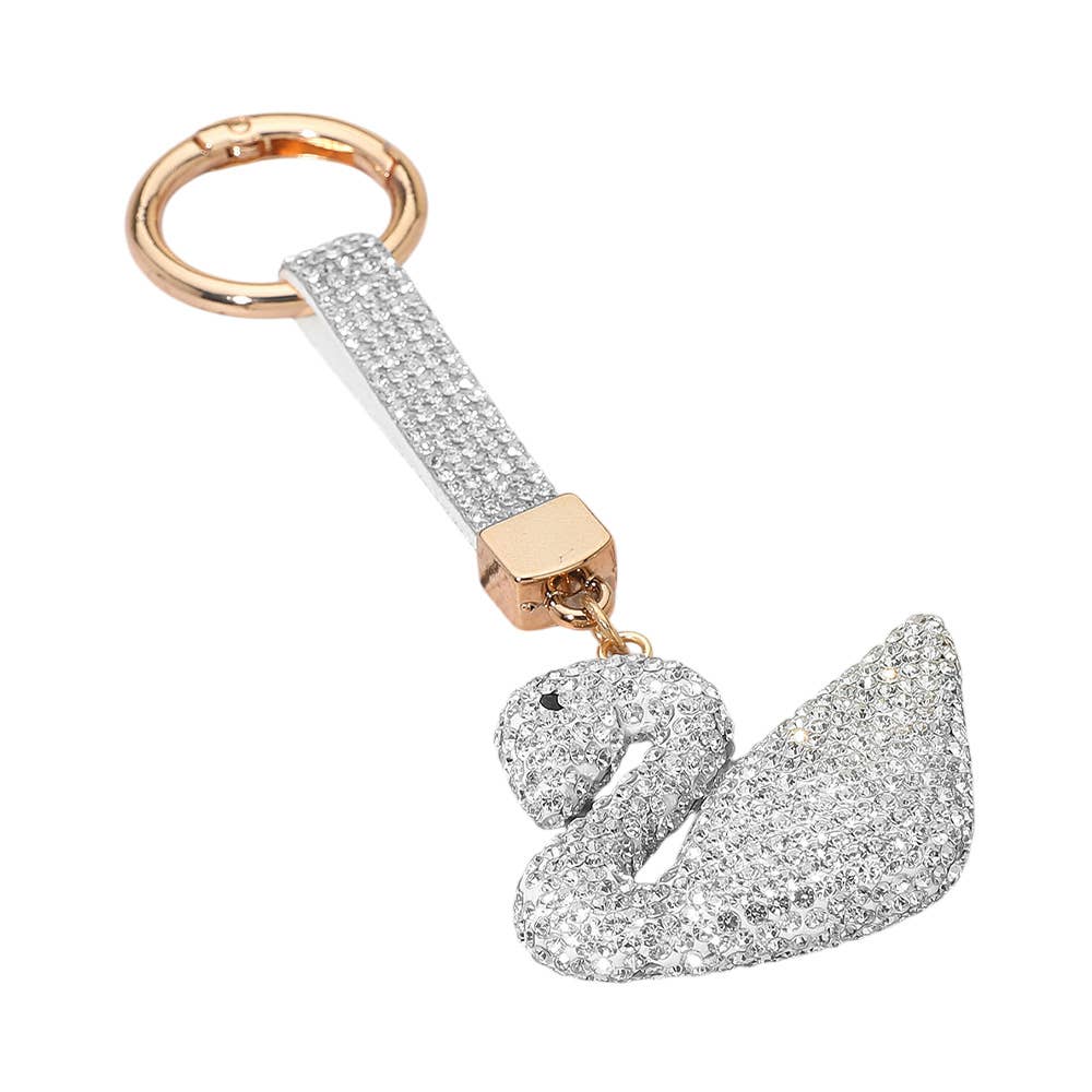 Bling Studded Swan Keychain / Bag Charm