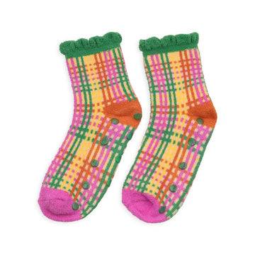 Cozy Grip Socks, Colorful Grid