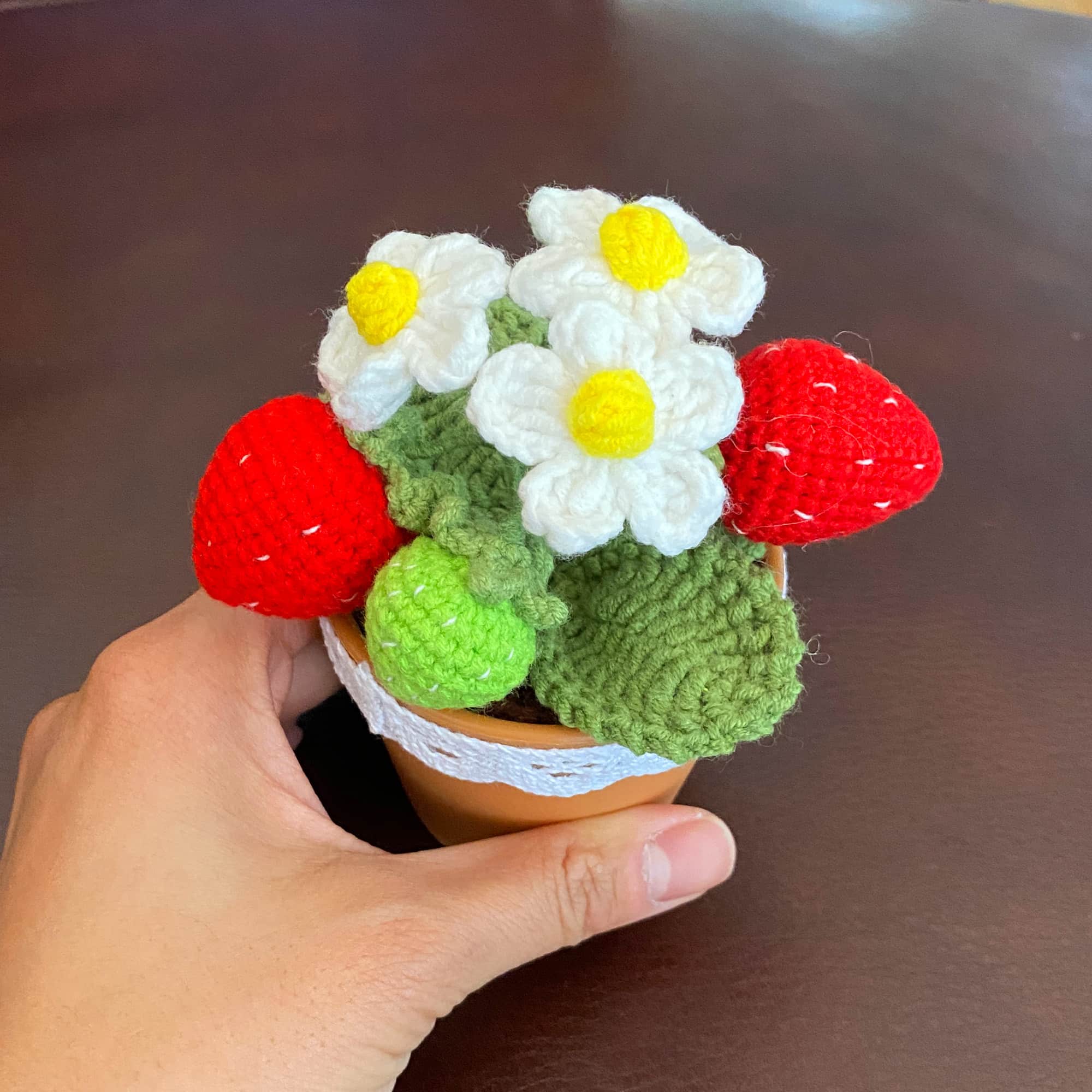 Crochet Small Strawberry Pot