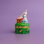Bunny Picnic Hand Painted Trinket Box