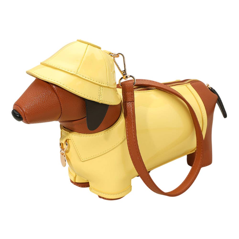 Faux Leather Raincoat Puppy Crossbody Bag