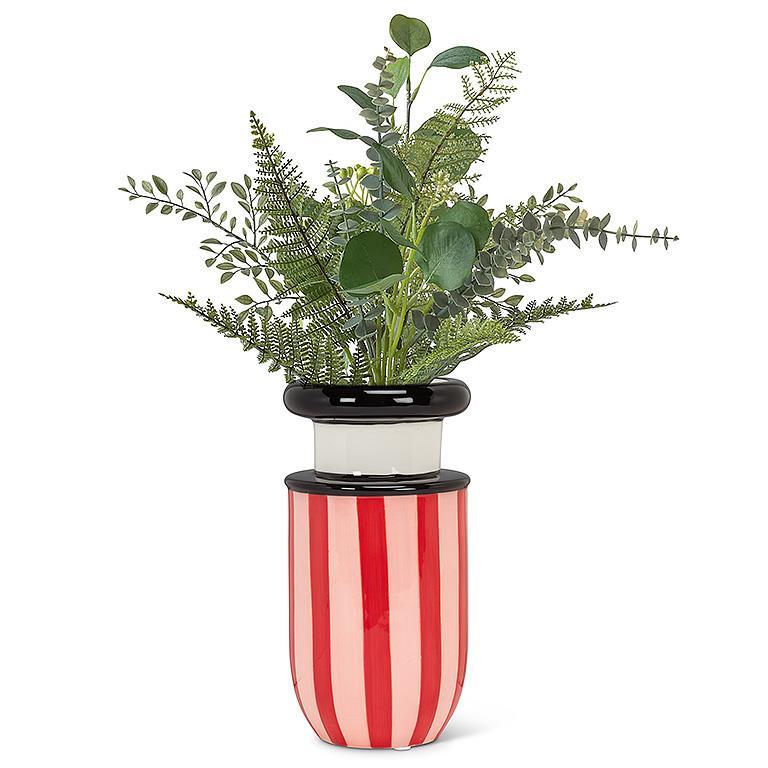 Small Red/Pink Striped Vase