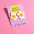 fried egg polymer clay earring