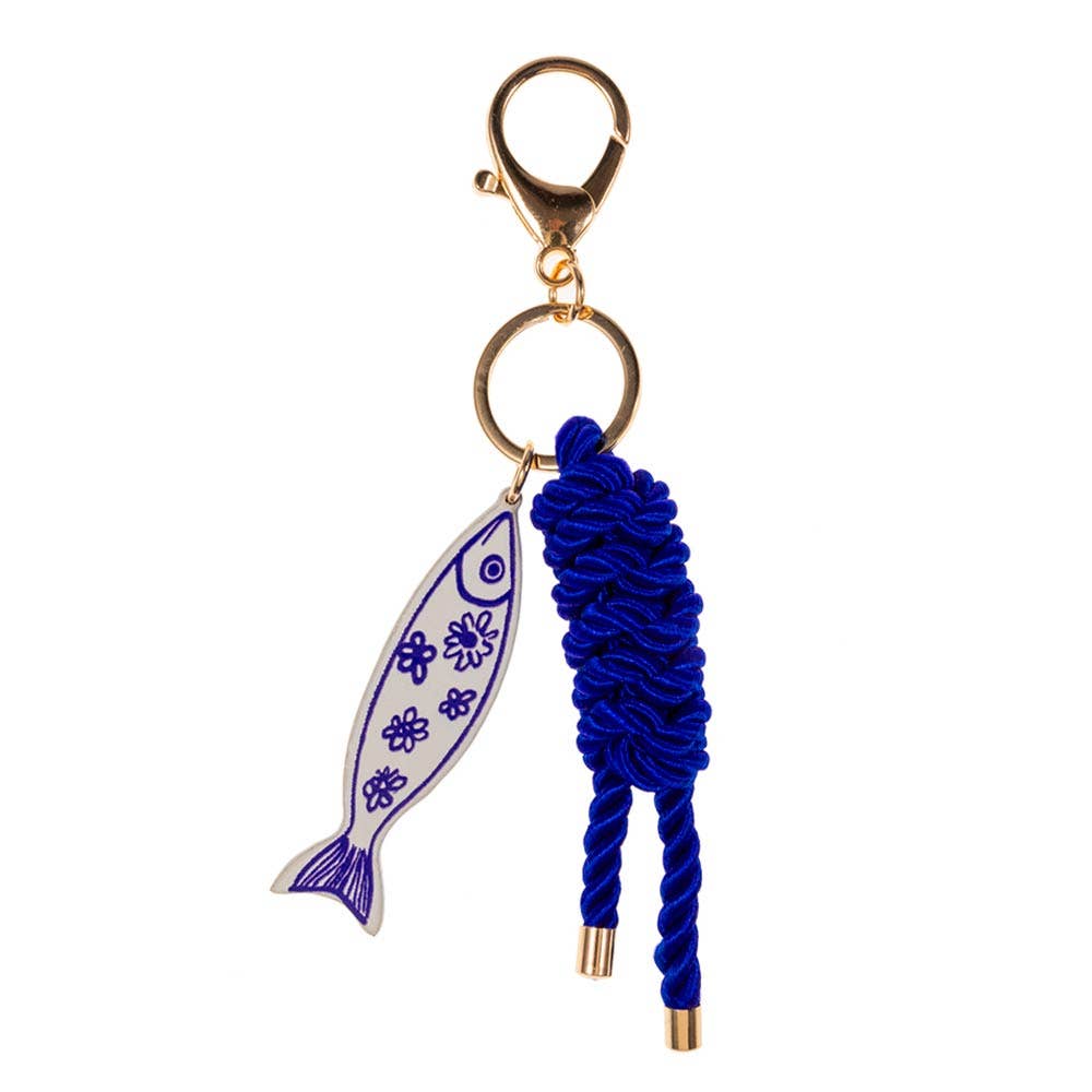 Faux Leather Fish Charm Braided Knot Rope Bag Charm Keychain
