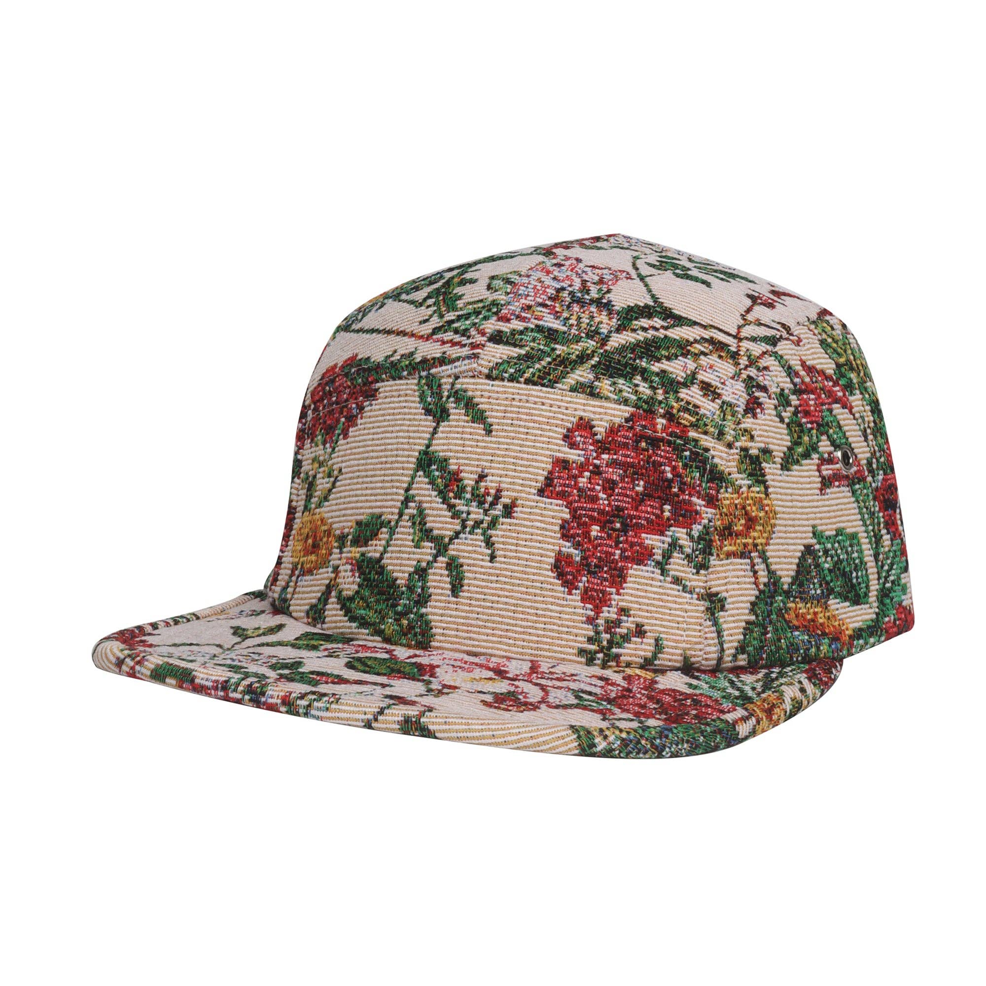 Bold Floral Jacquard 5 Panel Hat Camp Cap | Outdoor Streetwear Hat | HatPhile