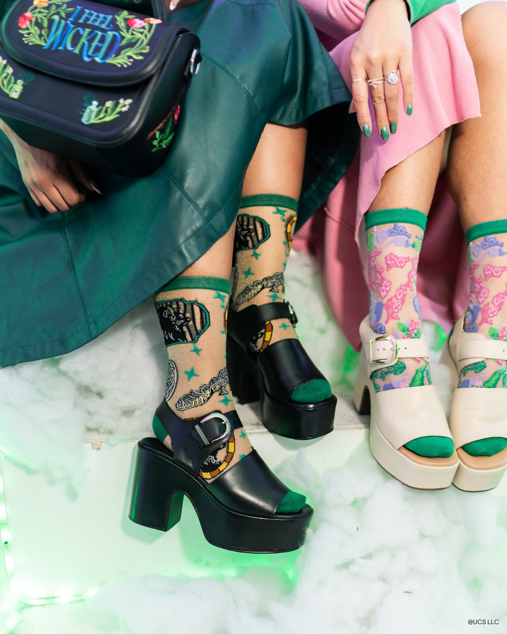 Wicked All Roads Lead to Oz Shimmer Sheer Crew Sock