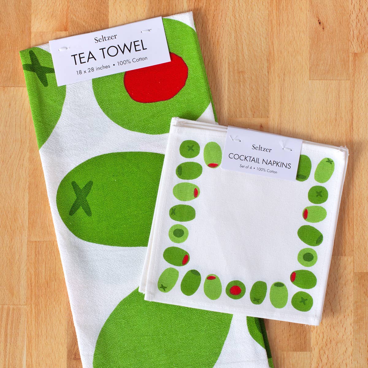 Green Olives Cocktail Napkin Set