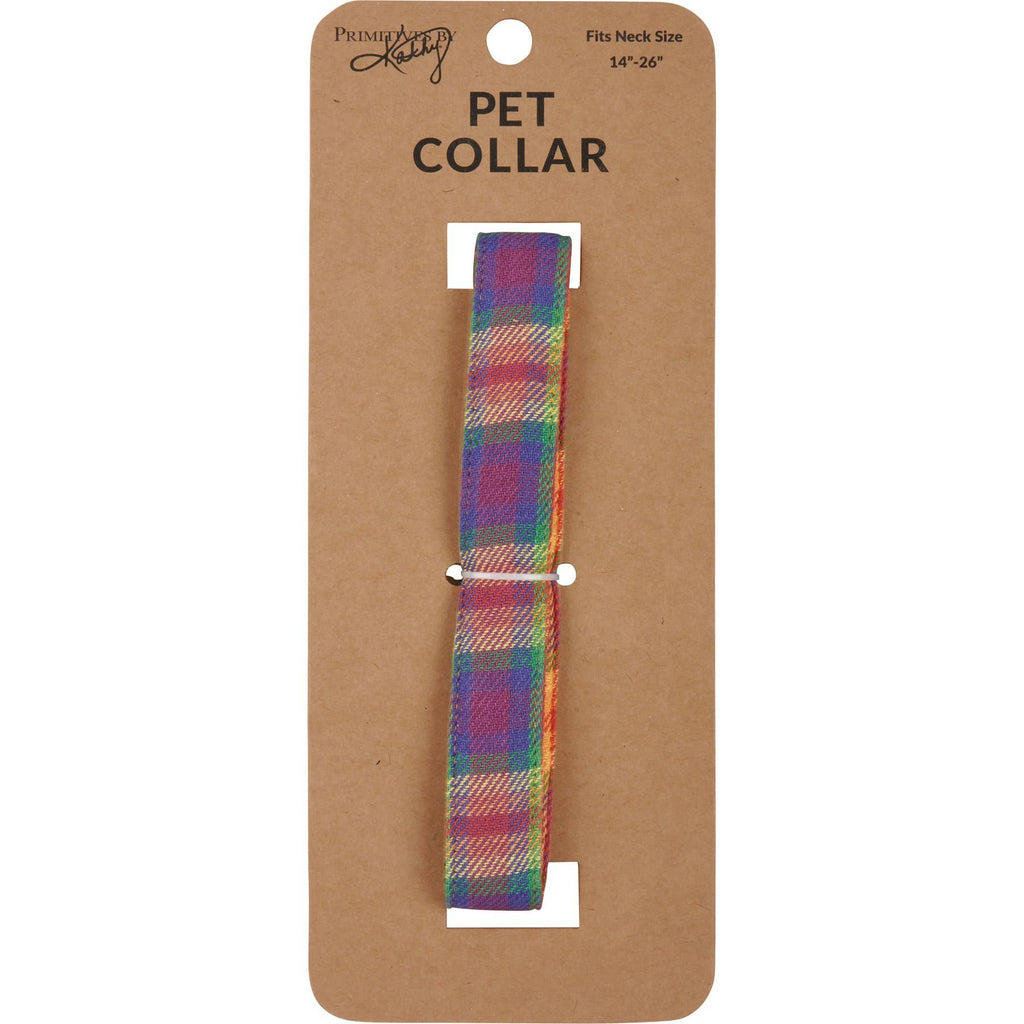 Rainbow Plaid Dog Collar