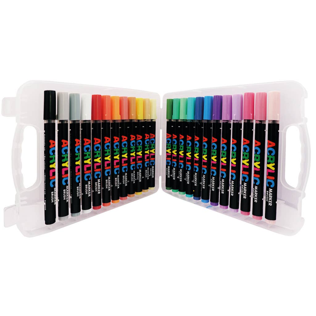 Acrylic Brush Markers - 24ct with Organizer Case