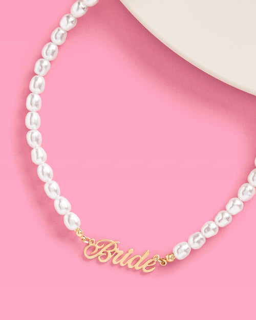 Bride Pearl Necklace | bridal pearl gold bachelorette