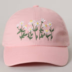 Daisy Bloom Embroidered Cotton Baseball Cap