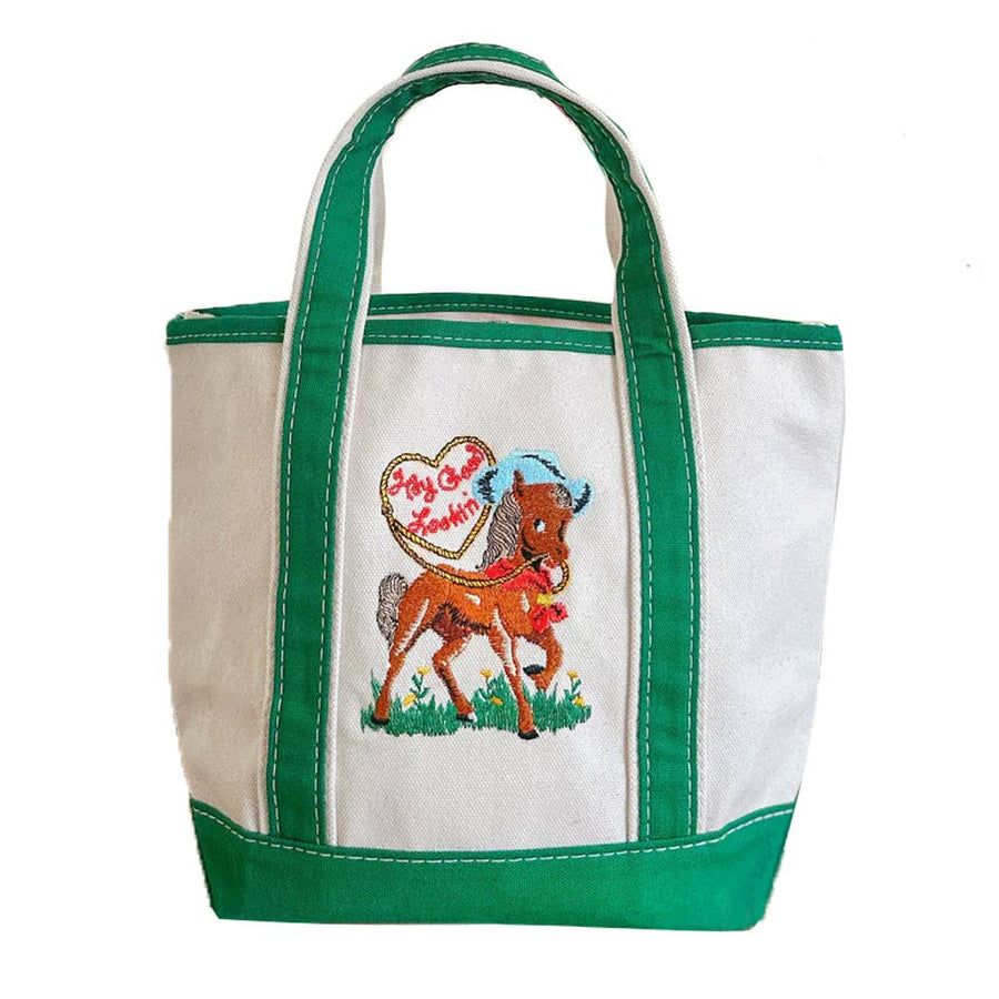 Hey Good Lookin Mini Canvas Tote Bag Vintage Inspired