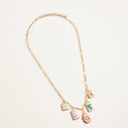 Vintage Fruit Plant Print Enamel Charm Necklace