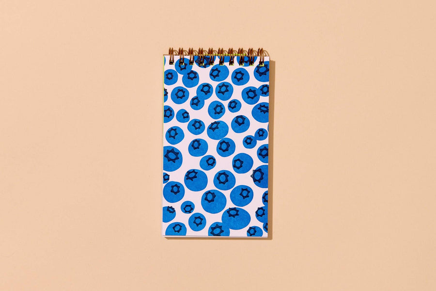 Blueberries Letterpress Spiral Pocket Size Notebook
