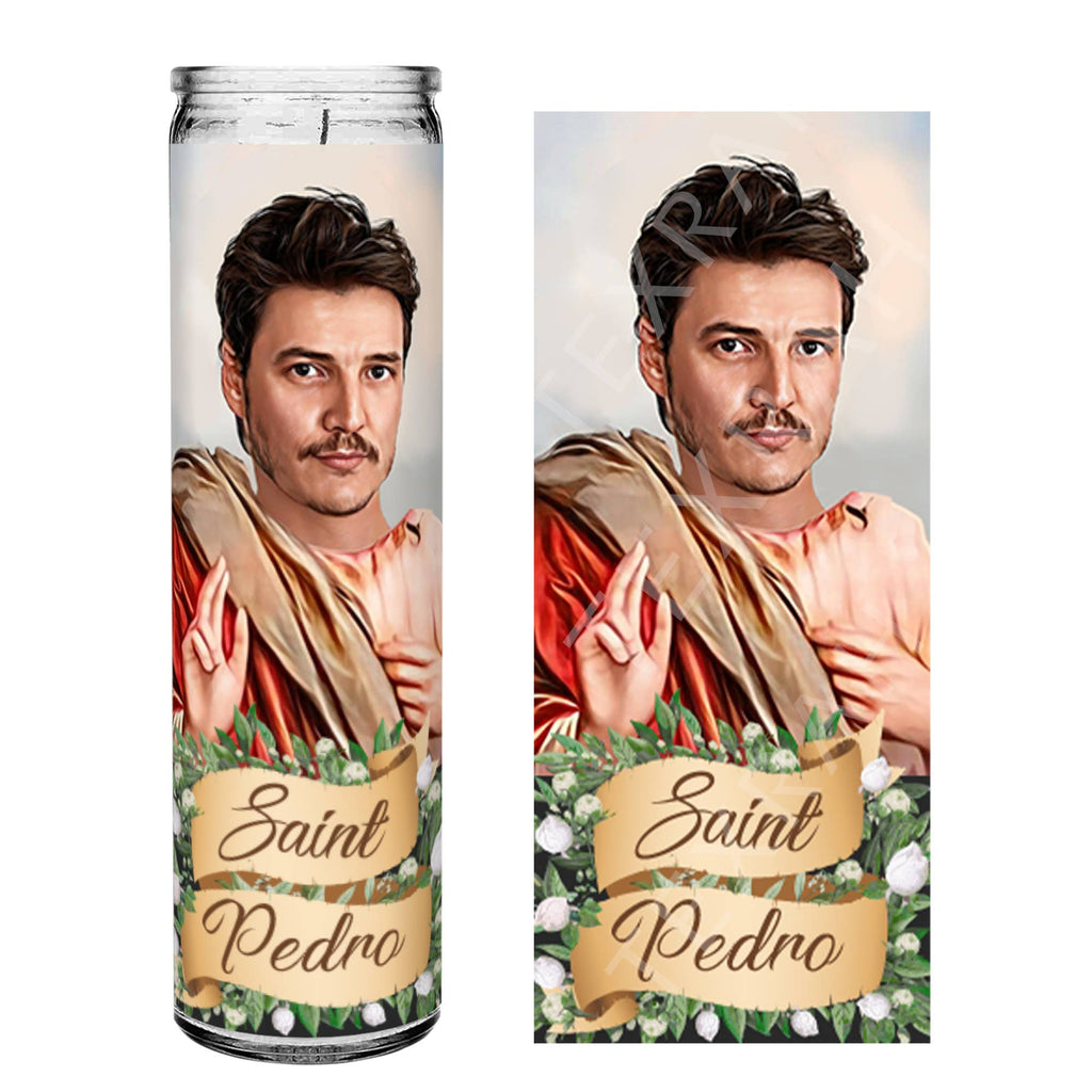 Saint Pedro Pascal Celebrity Prayer Candle - 8" white
