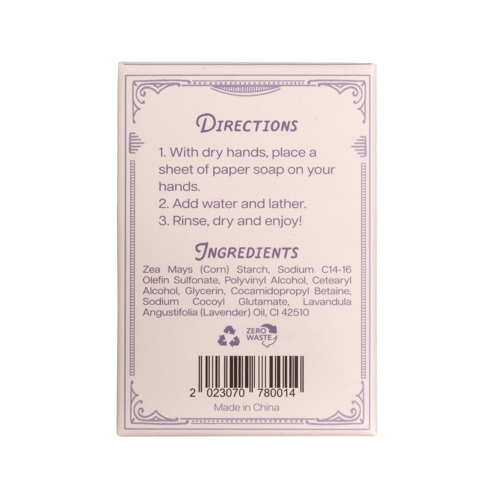 Paper Soap – Lavender Scent, Travel Size, 50 Sheets