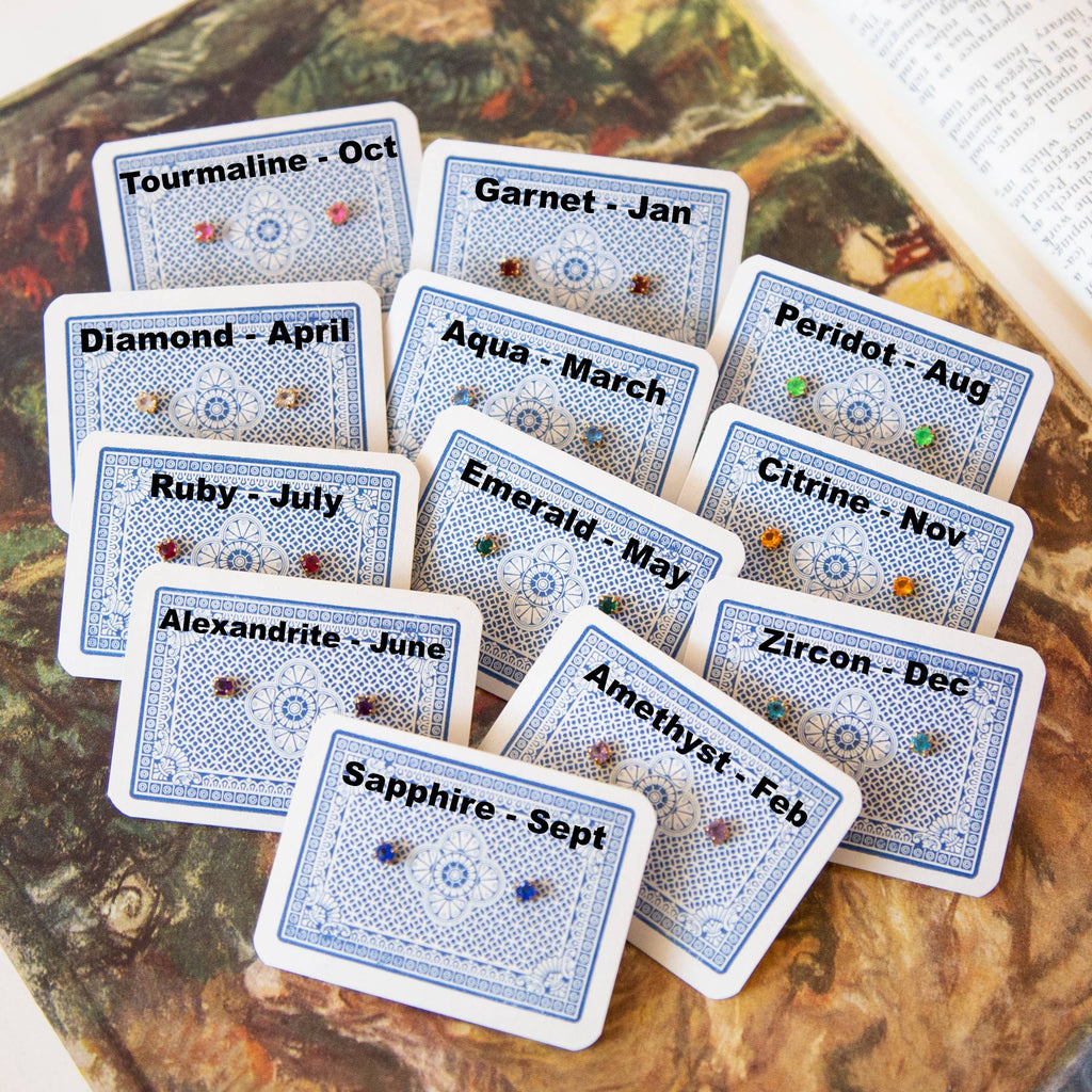 Vintage Tiny Birthstone Studs Set