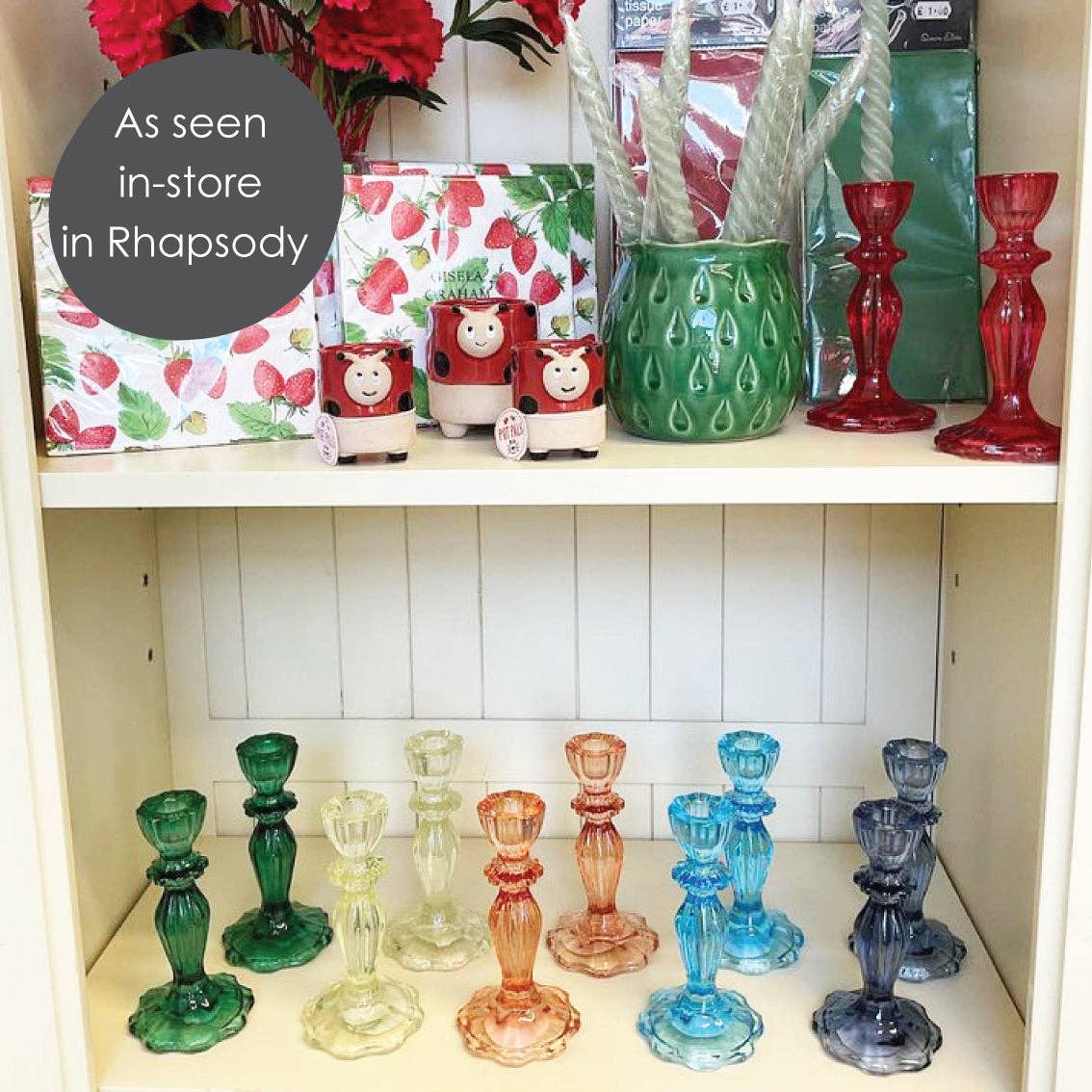 Green Glass Candle Holder | Home Decor |