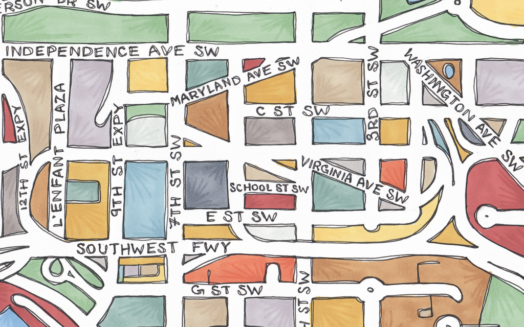 SW DC Map Art Print