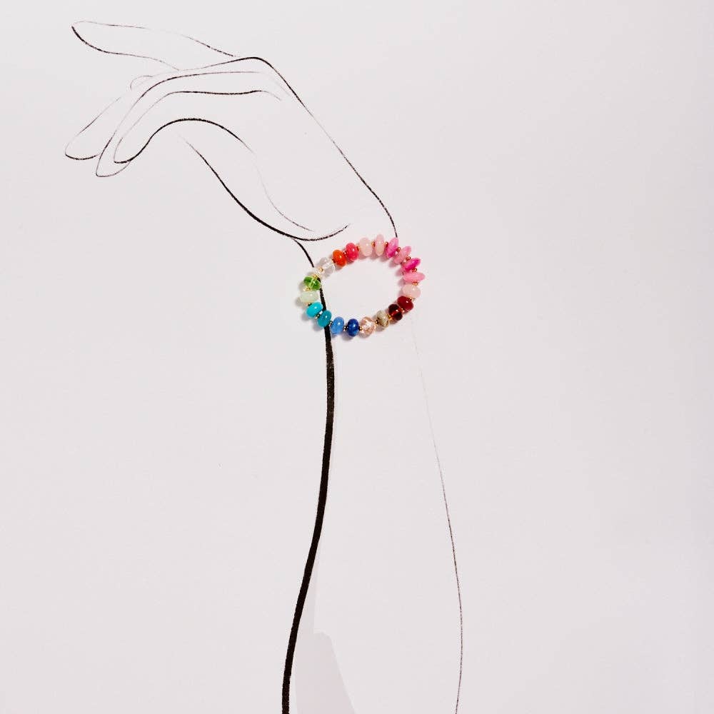 7.25 In Mixed Colorful Resin Bead Stretch Bracelet