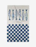 Sardine Check Blue Tea Towel