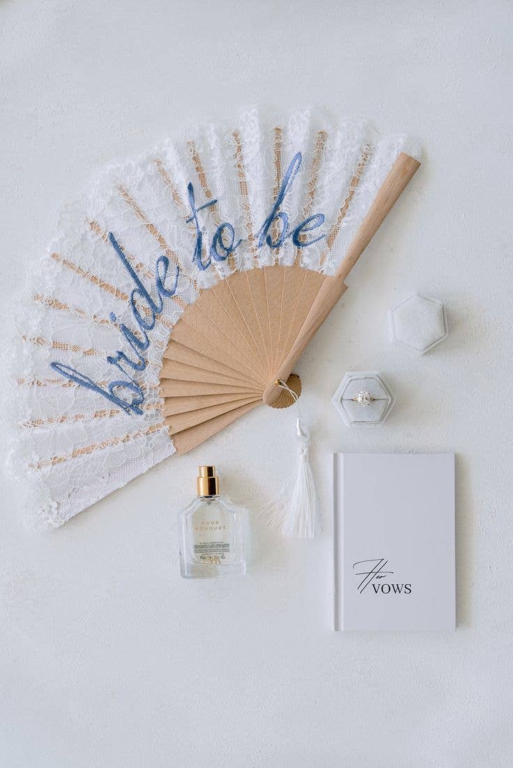 White Lace Bride to Be Folding Fan | Bridal Accessory