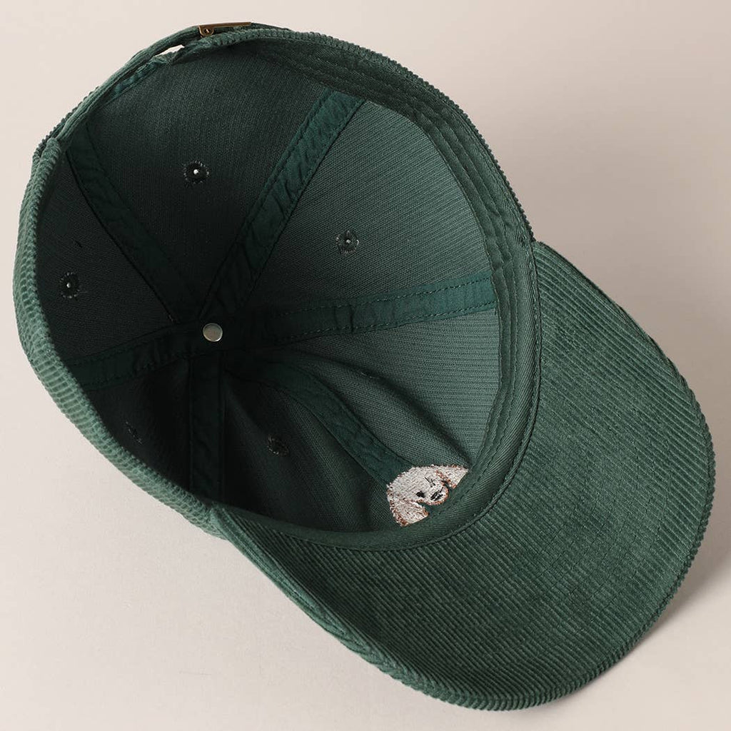 Cute Poodle Dog Embroidery Corduroy Baseball Cap