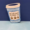 NYC Coffee Cup Hair Claw Clip – “We Are Happy to Serve You” Blue Greek Diner Inspired Accessory