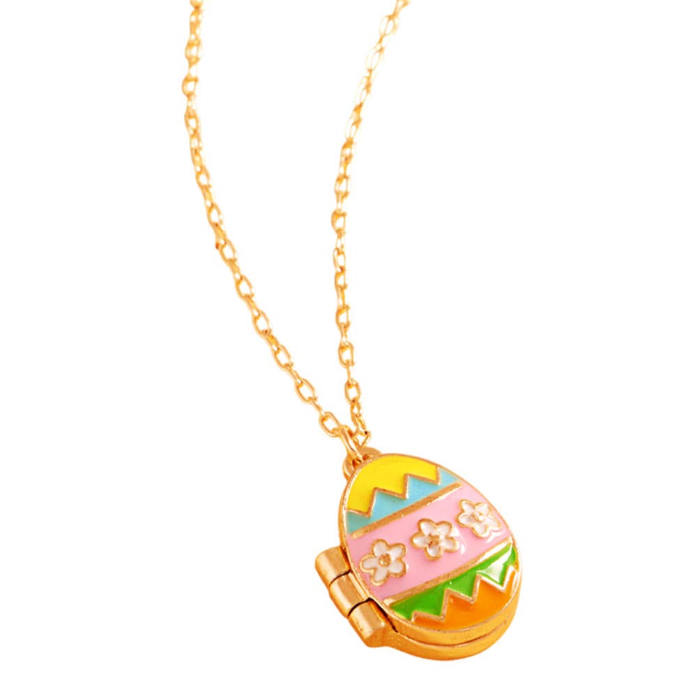 Enamel Easter Egg Locket Pendant Necklace