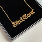 Gin and tonic word Necklace stainless steel gold Bartender