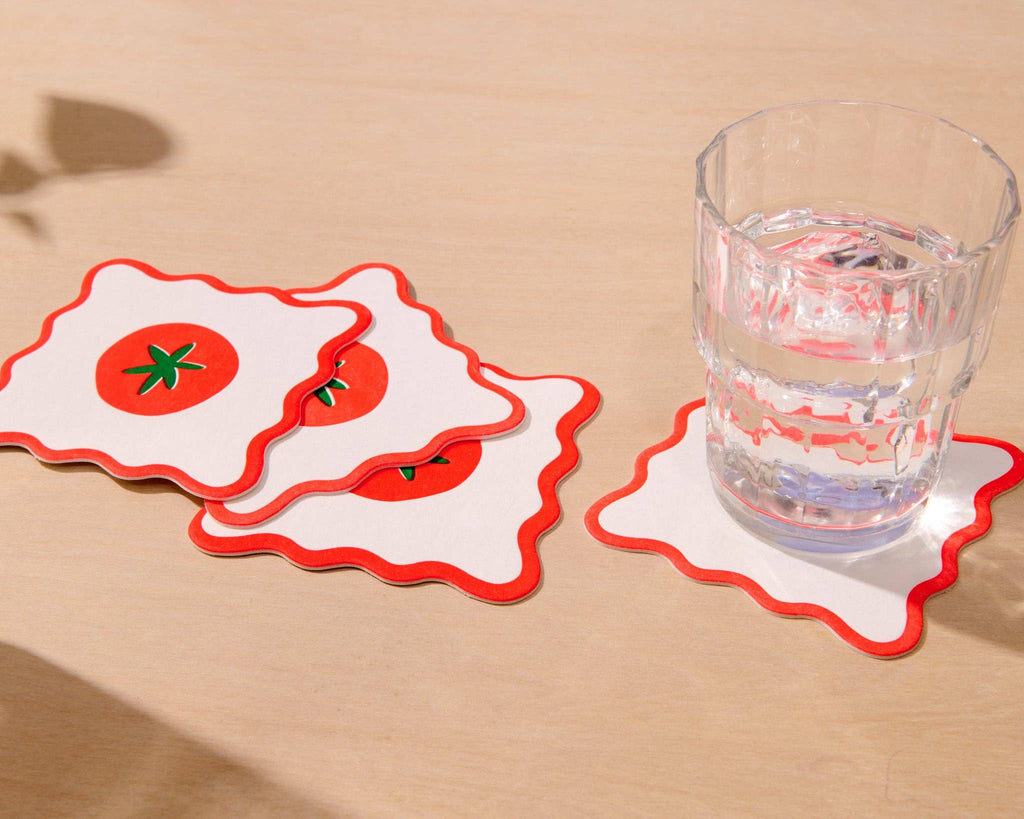Crudite Letterpress Vellum Coasters - Tomato (Set of 4)