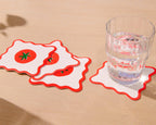 Crudite Letterpress Vellum Coasters - Tomato (Set of 4)