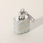 1oz Bling Studded Stainless Steel Mini Flask Keychain Charm