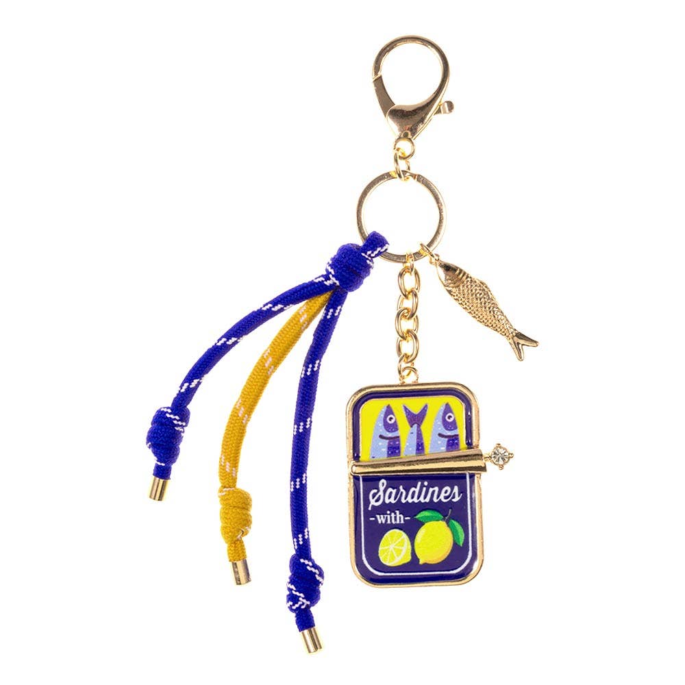 Sardine Can Charm Accent Knotted Cords Drop Bag Charm Keychain