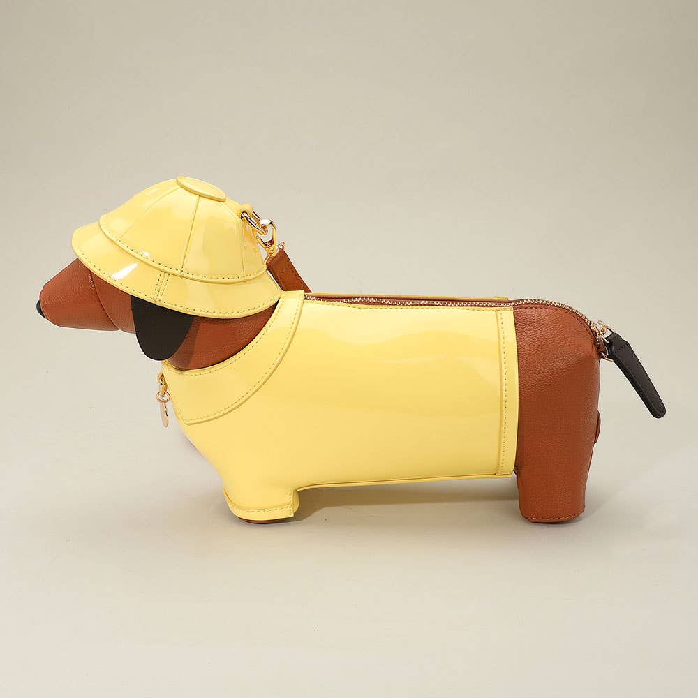 Faux Leather Raincoat Puppy Crossbody Bag