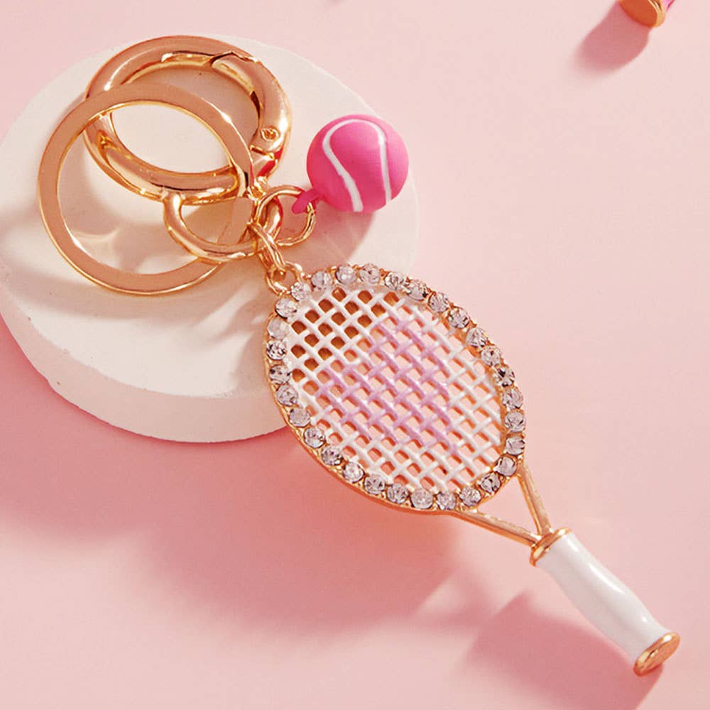 Rainbow / Heart Tennis Locket Ball Keychain / Bag Charm
