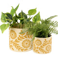 Yellow Folk Art Planter Set