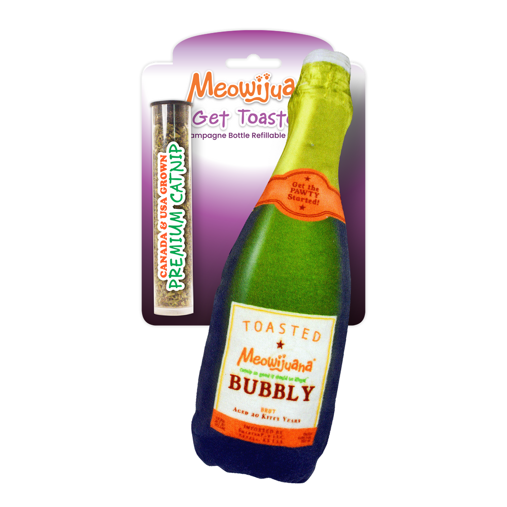 Get Toasted Champagne Bottle Refillable Catnip Cat Toy
