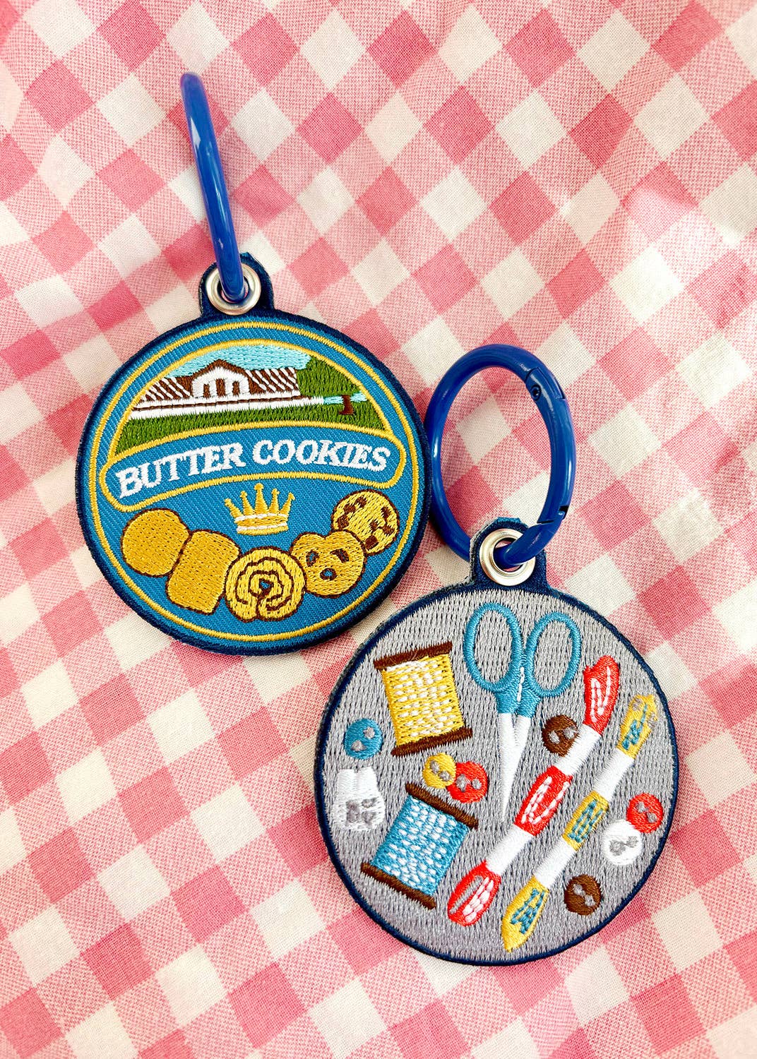 Butter Cookie Tin Embroidered Keychain